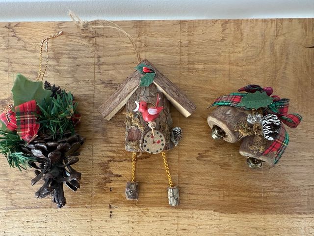 Decoración navideña rústica madera y tela