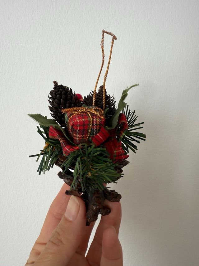 Decoración navideña rústica madera y tela