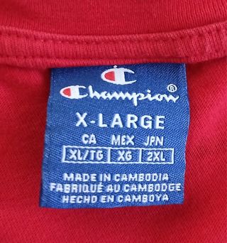 champion tshirt size XL red