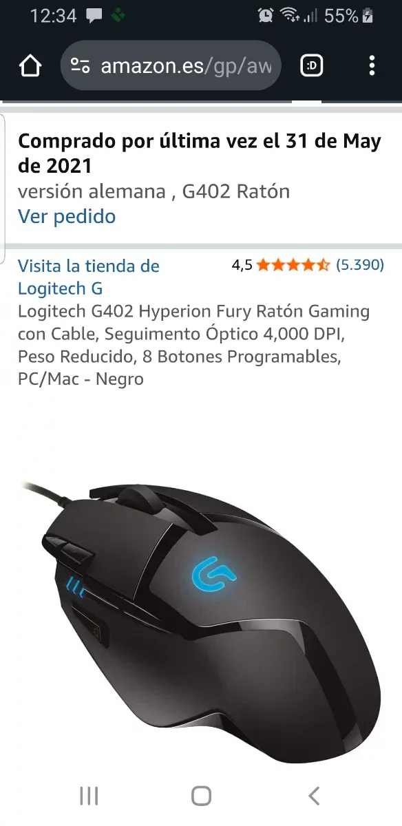 Teclado G213 y Ratón G402 Gaming Logitech Negro