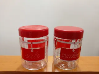 Barattoli Sale e Zucchero Rossi