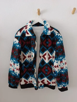 Chaqueta Borreguito Estampado Étnico Vintage