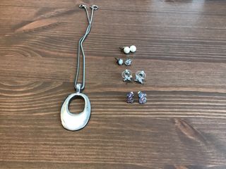 Collar y pendientes plata y multicolor