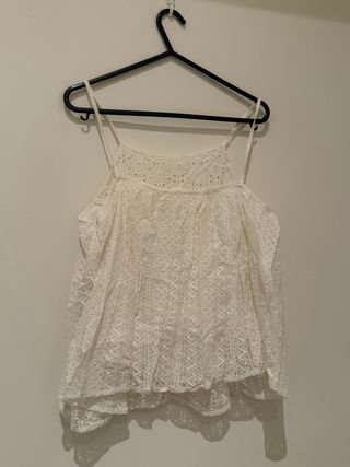 Camiseta Mango blanca encaje mujer