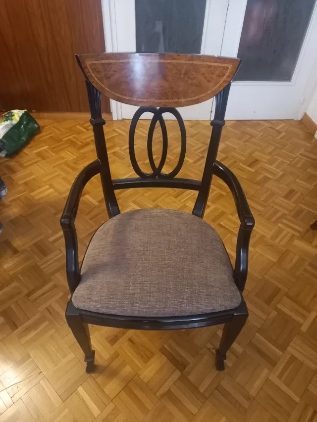 Pack 6 sillones de comedor de madera y tela