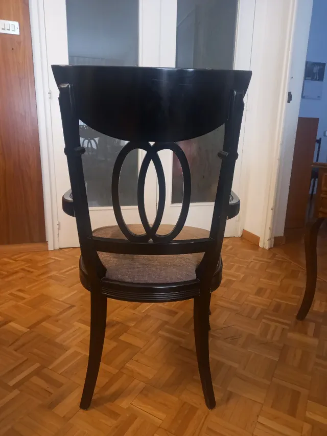 Pack 6 sillones de comedor de madera y tela