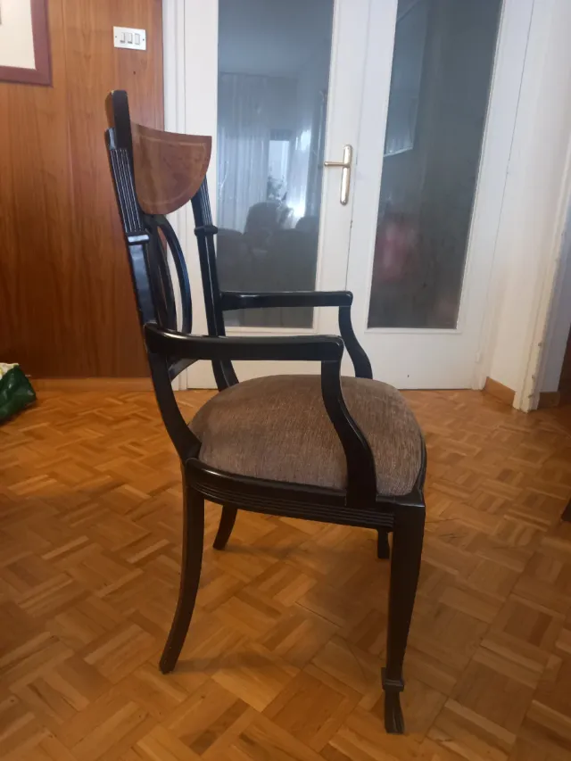 Pack 6 sillones de comedor de madera y tela