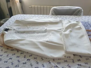 Traje de fiesta/novio blanco y plateado