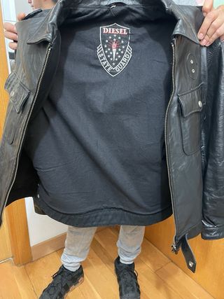 Chaqueta Piel Diesel Vintage Italiana Negra