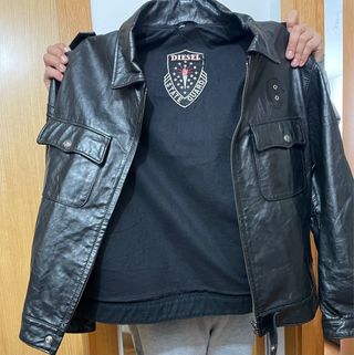 Chaqueta Piel Diesel Vintage Italiana Negra