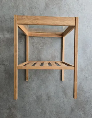 Mesa auxiliar bambú y cristal