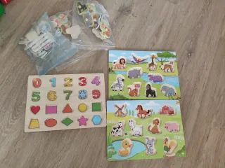 Pack 3 Puzzles Madera Animales y Números