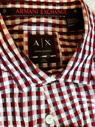 Camisa Armani Exchange Cuadros Rojo y Blanco