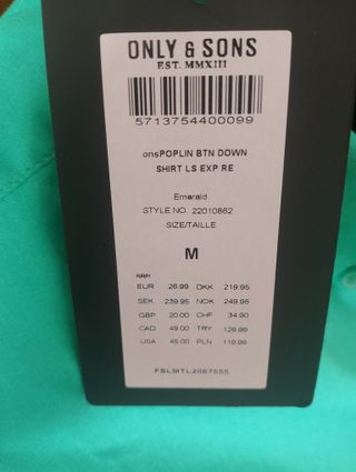 Camisa Only & Sons verde M