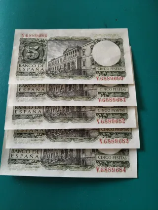 5 Billetes Pesetas Banco de España 1954