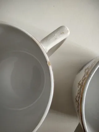 Tazas Pickman de porcelana con detalles dorados