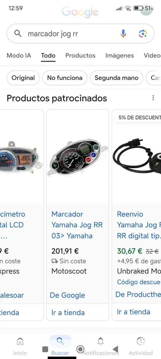 Cuadro de instrumentos Jog RR