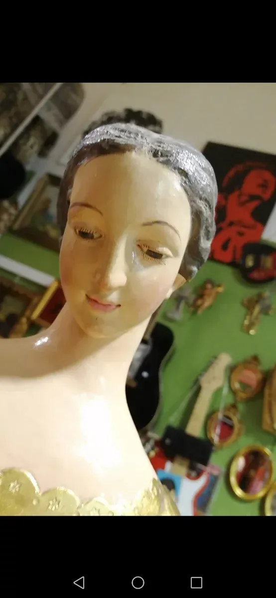 Virgen Cap i pota madera pan de oro antigua talla