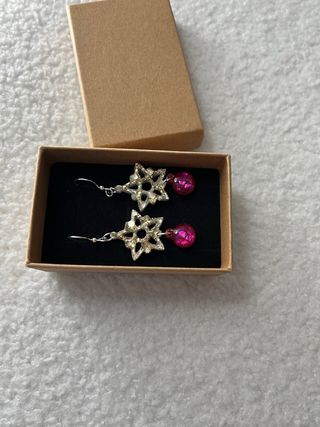 Pendientes estrella rosa y plata