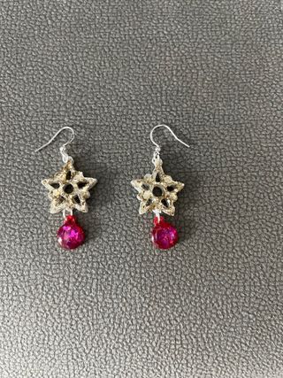 Pendientes estrella rosa y plata