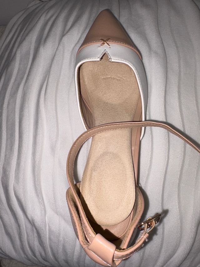 Zapatos chica formales rosa y blanco