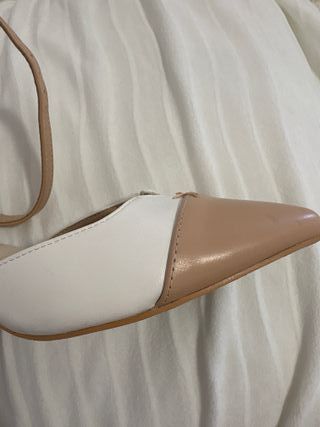 Zapatos chica formales rosa y blanco