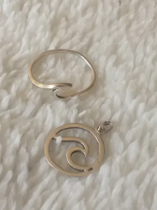 Anillo y Colgante Ola Plata 925