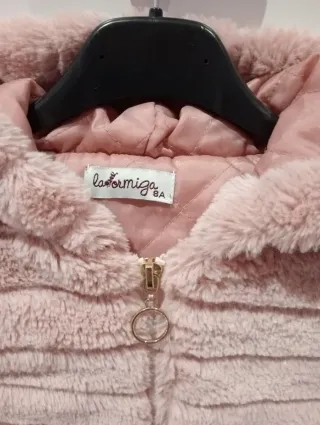 Abrigo niña rosa peluche Talla 8 Abrigo laormiga