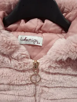 Abrigo niña rosa peluche Talla 8 Abrigo laormiga