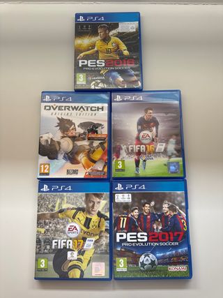 Lote 5 Juegos PS4: FIFA, PES, Overwatch