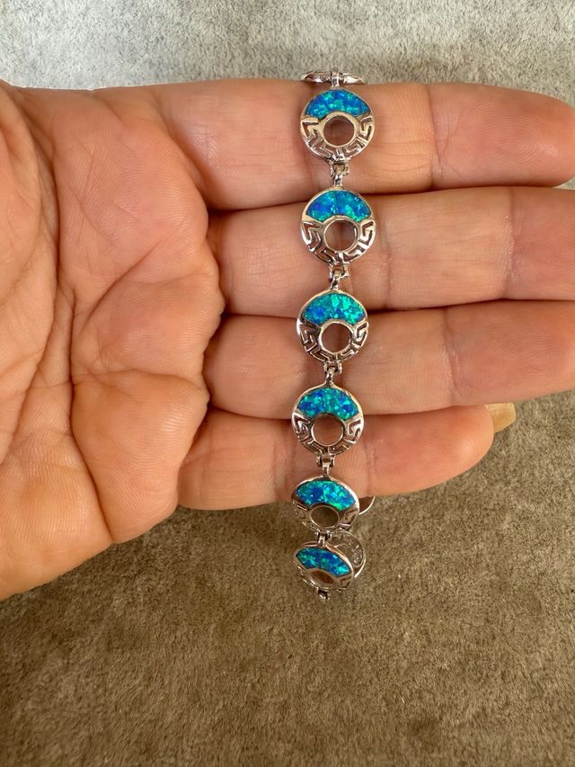 Pulsera Plata Ley 925 Ópalo Azul