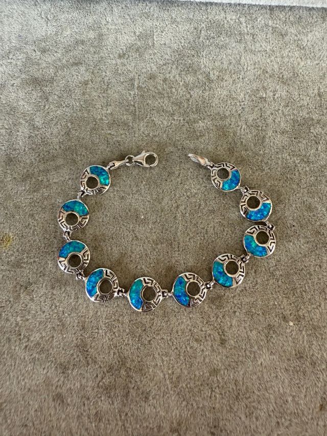 Pulsera Plata Ley 925 Ópalo Azul