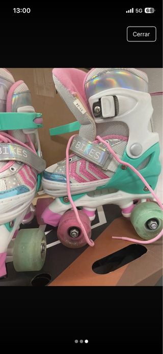 Patines de 4 ruedas rosas y blancos talla 31/34