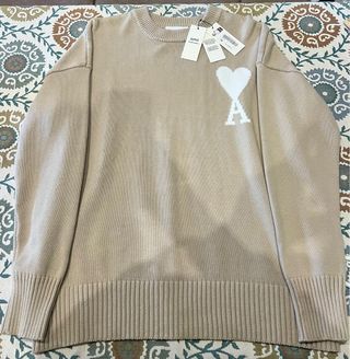 Jersey Ami Paris Cuello Redondo Beige Talla XL