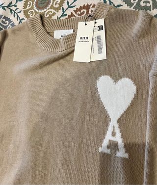 Jersey Ami Paris Cuello Redondo Beige Talla XL