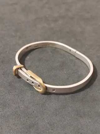 Pulsera Rígida de Plata con Hebilla Dorada