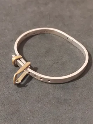 Pulsera Rígida de Plata con Hebilla Dorada