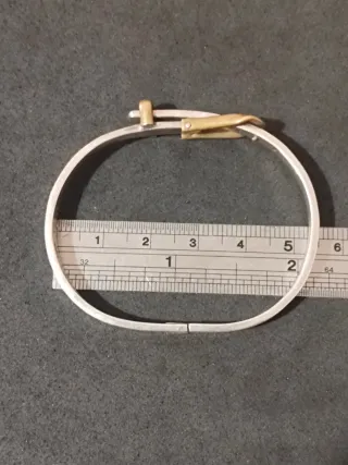 Pulsera Rígida de Plata con Hebilla Dorada