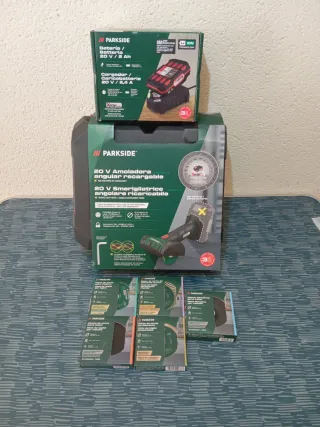 Kit amoladora parkside muy completo