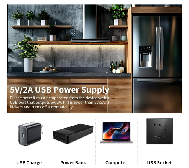 Striscia LED USB Bianco Caldo 3000K 1m