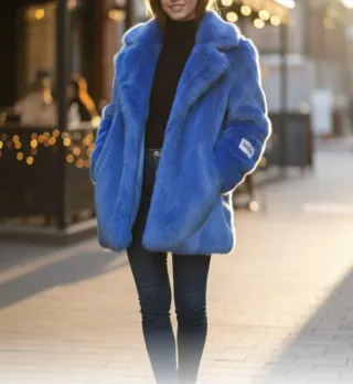 Abrigo pelo sintético  Jakke Vegan Vibes azul  S