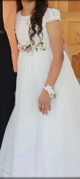 Vestido de Comunión Blanco y Multicolor