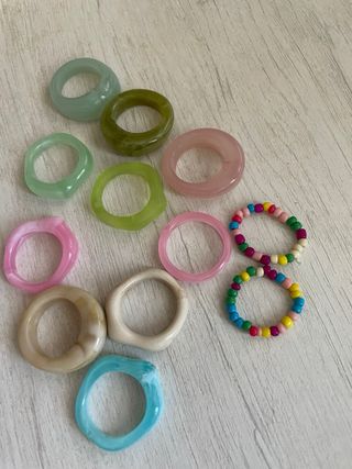 Set de anillos acrílicos moda