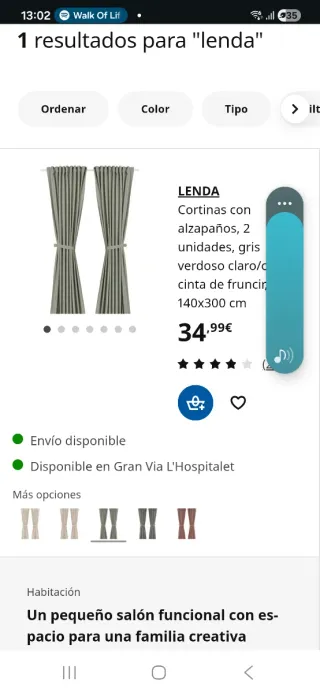 Cortinas IKEA Lenda 140x300 cm (4 uds)