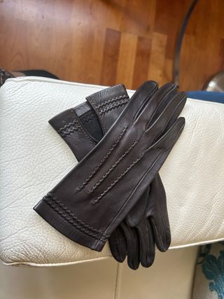 Guantes de Piel Marrón Mujer Talla Mediana