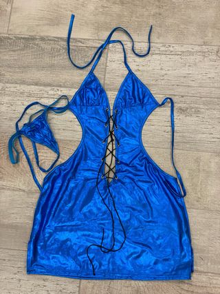 Conjunto lencería sexy azul talla única