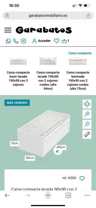 Estructura cama + 2 cajones + escalera + 1 colchon