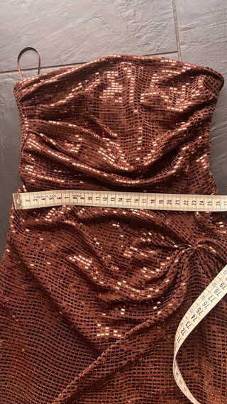 Vestido Pull&Bear marrón lentejuelas