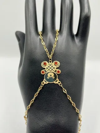 PULSERA MANITA OSO PIEDRA NARANJA. Oro 18k.