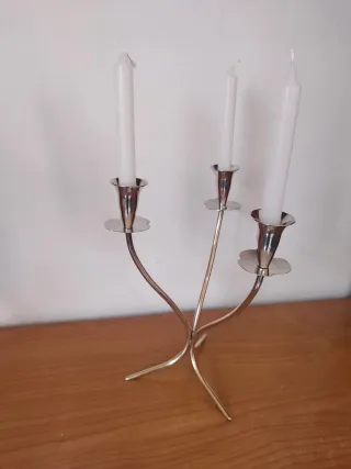 Pareja Candelabros Plata Ley Años 60